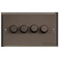 Elite Stepped Plate Range Matt Bronze Switches & Sockets, S09 - 4 Gang TED Dimmer (Compatible with LED Lamps) by Heritage Brass By M-Marcus