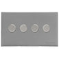 Windsor Range Satin Chrome Silk Switches & Sockets, WN35 - 4 Gang Dimmer 250 watts (Compatible with halogen/ incandescent bulbs) by Heritage Brass By M-Marcus