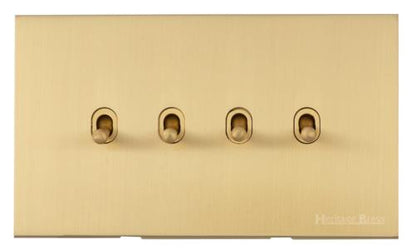 Windsor Range Matt Brass, WN40 - 4 Gang Stockholm Toggle