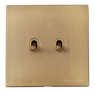 Winchester Range Antique Brass, W91 - 2 Gang Stockholm Toggle