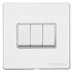 Vintage Range Gloss White, XGL - 3 Gang Rocker Switch