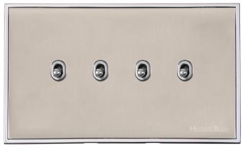 Executive Range Satin Nickel with Polished Chrome, EX25 - 4 Gang Stockholm Toggle