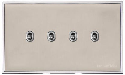 Executive Range Satin Nickel with Polished Chrome, EX25 - 4 Gang Stockholm Toggle