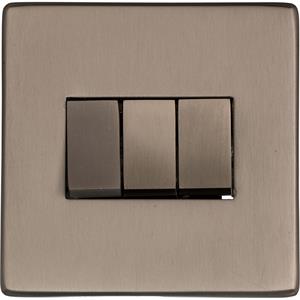Studio Range Aged Pewter, YAP - 3 Gang Rocker Switch