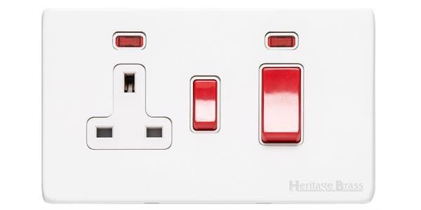 Vintage Range Matt White, XWH - 45A Cooker Unit + 13A Socket
