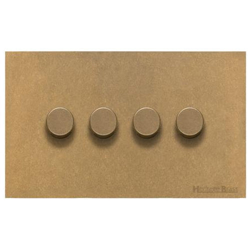 Windsor Range Aged Brass Switches & Sockets, WN50 - 4 Gang TED Dimmer (Compatible with LED Lamps) by Heritage Brass By M-Marcus