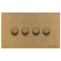 Windsor Range Aged Brass Switches & Sockets, WN50 - 4 Gang TED Dimmer (Compatible with LED Lamps) by Heritage Brass By M-Marcus