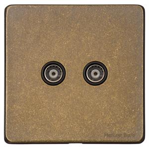 Vintage Range Rustic Brass, XRB - 2 Gang TV Coaxial Socket