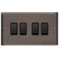 Elite Stepped Plate Range Matt Bronze Switches & Sockets, S09 - 4 Gang Rocker Switch by Heritage Brass By M-Marcus