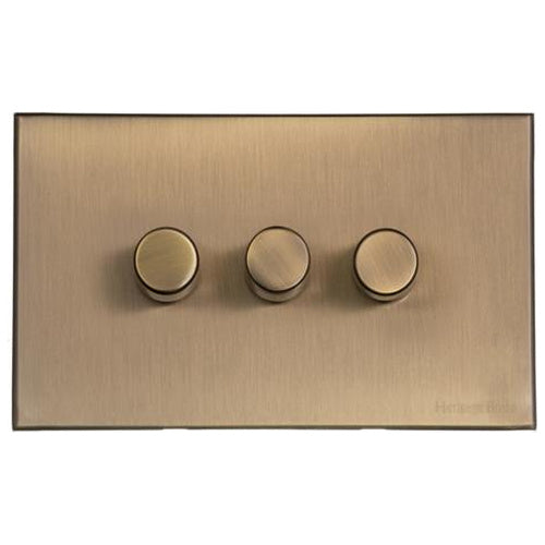 Windsor Range Matt Antique Brass Switches & Sockets, WN92 - 2 Gang TED Dimmer (Compatible with LED Lamps) by Heritage Brass By M-Marcus