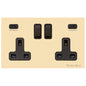 Windsor Range Polished Brass Switches & Sockets, WN1 - 2G 13A Socket with USB-C+C by Heritage Brass By M-Marcus