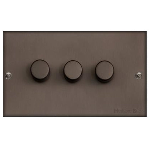 Heritage Brass Stylist Bronze Low Profile Plate - Square Edge - 3 Gang TED Dimmer (Compatible with LED Lamps) -Type RL9 by Heritage Brass By M-Marcus