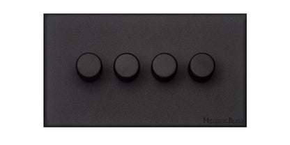 Windsor Range Jet Black (Project Finish) 4 Gang TED Dimmer (Compatible with LED Lamps)