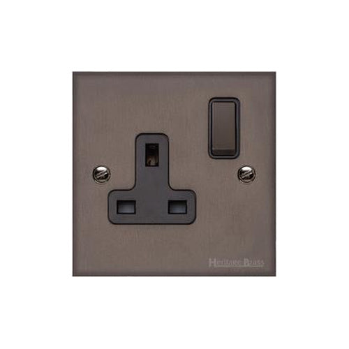 Heritage Brass Stylist Bronze Low Profile Plate - Square Edge - Single Socket (13 Amp) -Type RL9 by Heritage Brass By M-Marcus