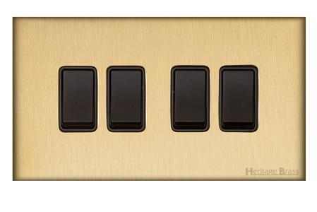 Windsor Range Matt Brass, WN40 - 4 Gang Rocker Switch