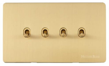 Vintage Range Satin Brass, X44 - 4 Gang Stockholm Toggle