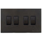Windsor Range Dark Antique Bronze Switches & Sockets WN95 - 4 Gang Rocker Switch by Heritage Brass By M-Marcus