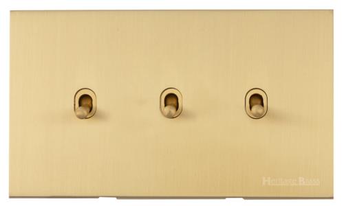 Windsor Range Matt Brass, WN40 - 3 Gang Stockholm Toggle