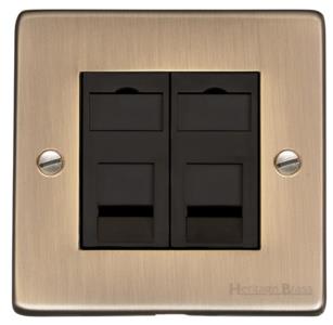 Elite Flat Plate Range Antique Brass, T91 - 2 Gang CAT6
