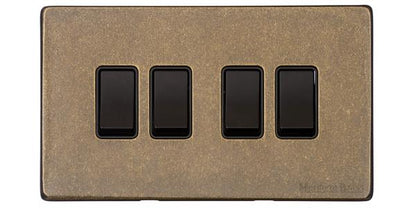 Vintage Range Rustic Brass, XRB - 4 Gang Rocker Switch