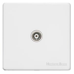 Vintage Range Matt White, XWH - 1 Gang Isolated TV Coaxial Socket