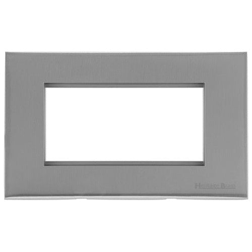 Windsor Range Satin Chrome Silk Switches & Sockets, WN35 - 4 Module Euro Plate by Heritage Brass By M-Marcus