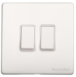 Vintage Range Gloss White, XGL - 2 Gang Rocker Switch