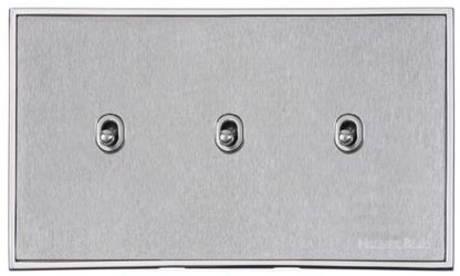 Executive Range Satin Chrome with Polished Chrome, EX23 - 3 Gang Stockholm Toggle