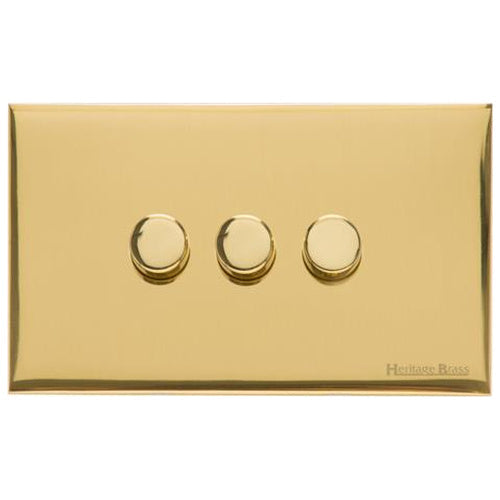 Windsor Range Polished Brass Switches & Sockets, WN1 - 3G Multi Location Primary Dimmer by Heritage Brass By M-Marcus