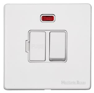 Vintage Range Matt White, XWH - Switched Spur with Neon (13 Amp)