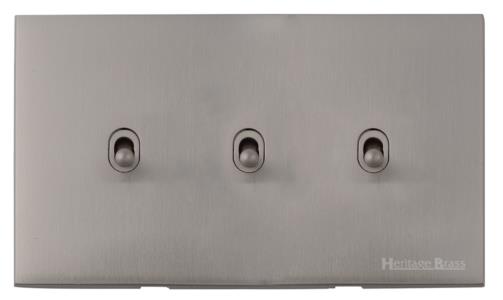 Winchester Range Satin Nickel, W05 - 3 Gang Stockholm Toggle