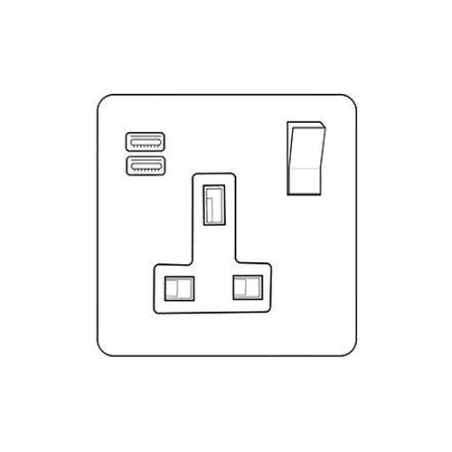 Heritage Brass Stylist Bronze Low Profile Plate - Square Edge - 1G 13A Socket with USB-A+C -Type RL9 by Heritage Brass By M-Marcus