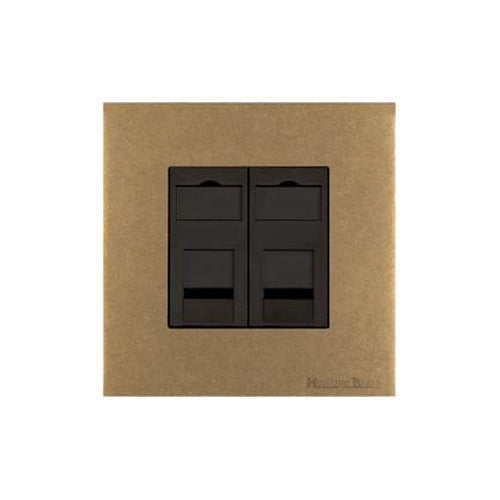 Windsor Range Aged Brass Switches & Sockets, WN50 - 2 Gang Secondary Line Socket by Heritage Brass By M-Marcus
