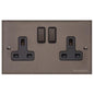 Heritage Brass Stylist Bronze Low Profile Plate - Square Edge - Double Socket (13 Amp) -Type RL9 by Heritage Brass By M-Marcus
