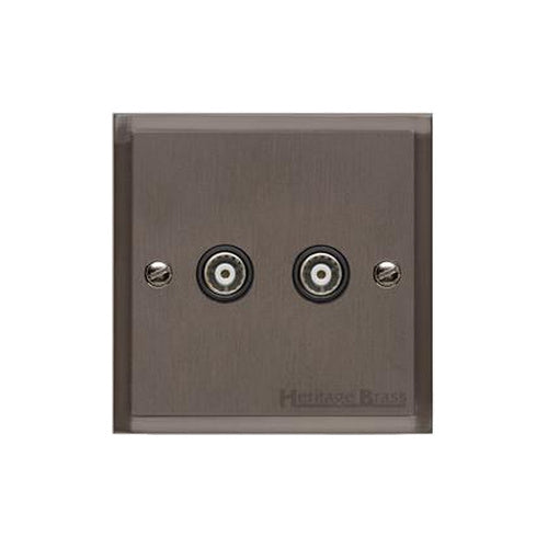 Elite Stepped Plate Range Matt Bronze Switches & Sockets, S09 - TV/FM Diplexed Socket by Heritage Brass By M-Marcus