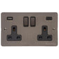 Heritage Brass Stylist Bronze Flat Plate - Round Edge - 2G 13A Socket with USB-A+C - Type L9 by Heritage Brass By M-Marcus