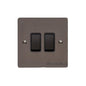 Elite Flat Plate Range Matt Bronze Switches & Sockets, T09 - 2 Gang Rocker Switch by Heritage Brass By M-Marcus