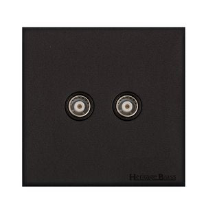 Windsor Range Jet Black (Project Finish) 2 Gang TV Coaxial Socket