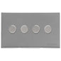 Windsor Range Satin Chrome Silk Switches & Sockets, WN35 - 4 Gang TED Dimmer (Compatible with LED Lamps) by Heritage Brass By M-Marcus