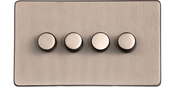 Studio Range Aged Pewter, YAP - 4 Gang TED Dimmer (Compatible with LED Lamps)