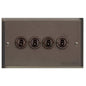 Elite Stepped Plate Range Matt Bronze Switches & Sockets, S09 - 4 Gang Toggle Switch by Heritage Brass By M-Marcus