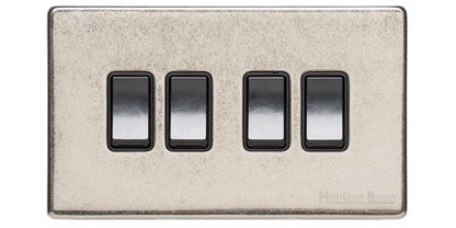 Vintage Range Rustic Nickel, XRN - 4 Gang Rocker Switch