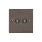 Elite Flat Plate Range Matt Bronze Switches & Sockets, T09 - 2 Gang TV Coaxial Socket by Heritage Brass By M-Marcus