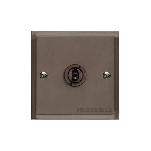 Elite Stepped Plate Range Matt Bronze Switches & Sockets, S09 - 1 Gang Intermediate Toggle Switch by Heritage Brass By M-Marcus