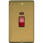 Elite Flat Plate Range Satin Brass Switches & Sockets, T04 - 45A DP Cooker Switch with Neon (tall plate) by Heritage Brass By M-Marcus