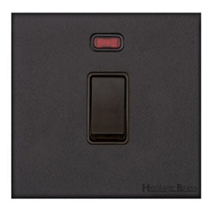 Windsor Range Jet Black (Project Finish) 20A Double Pole Switch with Neon