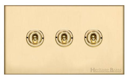 Windsor Range Matt Brass, WN40 - 3 Gang Toggle Switch
