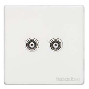 Vintage Range Matt White, XWH - 2 Gang TV Coaxial Socket