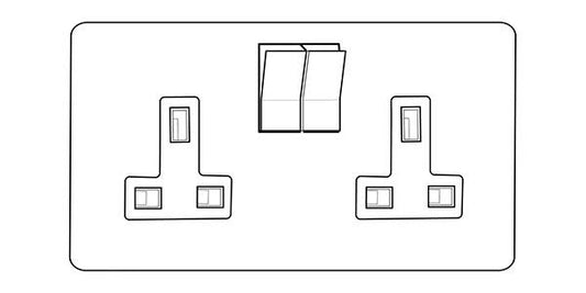 Primed White Flat Plate PW-Double Socket (13 Amp) by Heritage Brass By M-Marcus