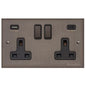 Heritage Brass Stylist Bronze Low Profile Plate - Square Edge - 2G 13A Socket with USB-A+C -Type RL9 by Heritage Brass By M-Marcus